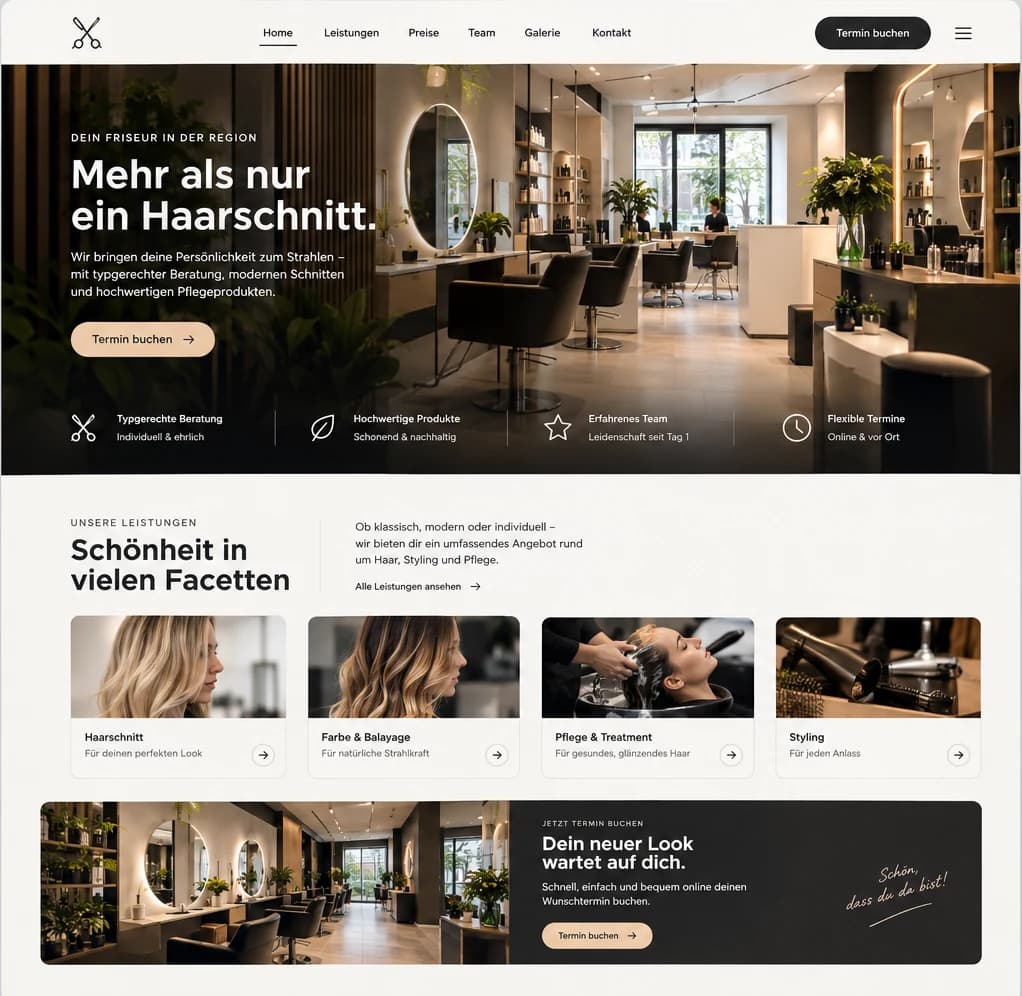 Beispielentwurf für einen Friseursalon am Computer
