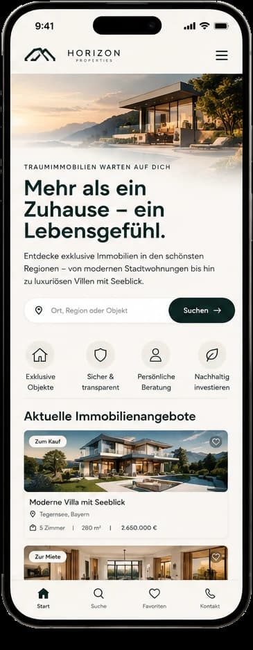 Derselbe Immobilien-Entwurf auf dem Handy