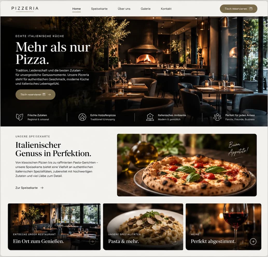 Beispielentwurf für eine Pizzeria am Computer